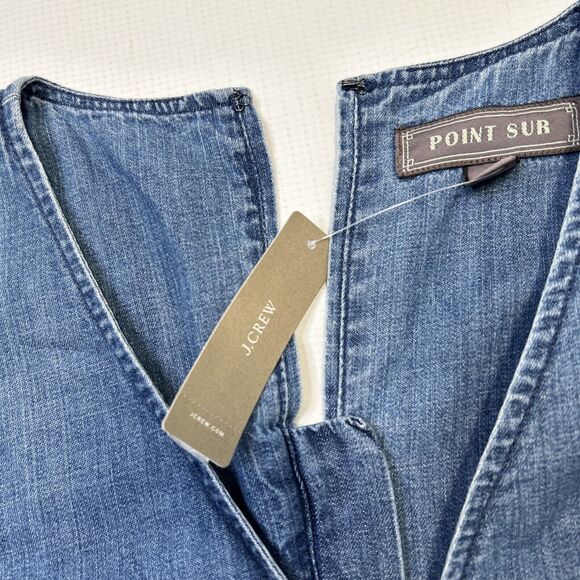 J CREW Point Sur Wide Leg Tailored Indigo Blue Denim Jumpsuit Size 6 Sleeveless - Picture 15 of 16